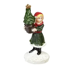 Personnage village de Noël fillette avec sapin dans les mains-Gifi Best