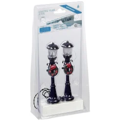 Petit lampadaire déco couronne villange de Noël x2-Gifi