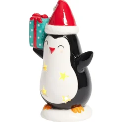 Pingouin de Noël lumineux 1LED céramique noir et blanc H15,5cm-Gifi Online