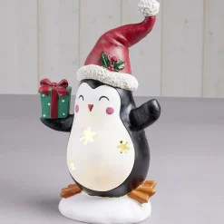 Pingouin solaire polyrésine Noël 1 LED blanc chaud H30cm-Gifi Discount