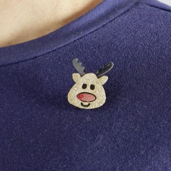 Pins Noël pailleté x4-Gifi New