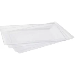 Plateau rectangulaire plastique réutilisable transparent 34,5x21,5cm x5-Gifi Discount
