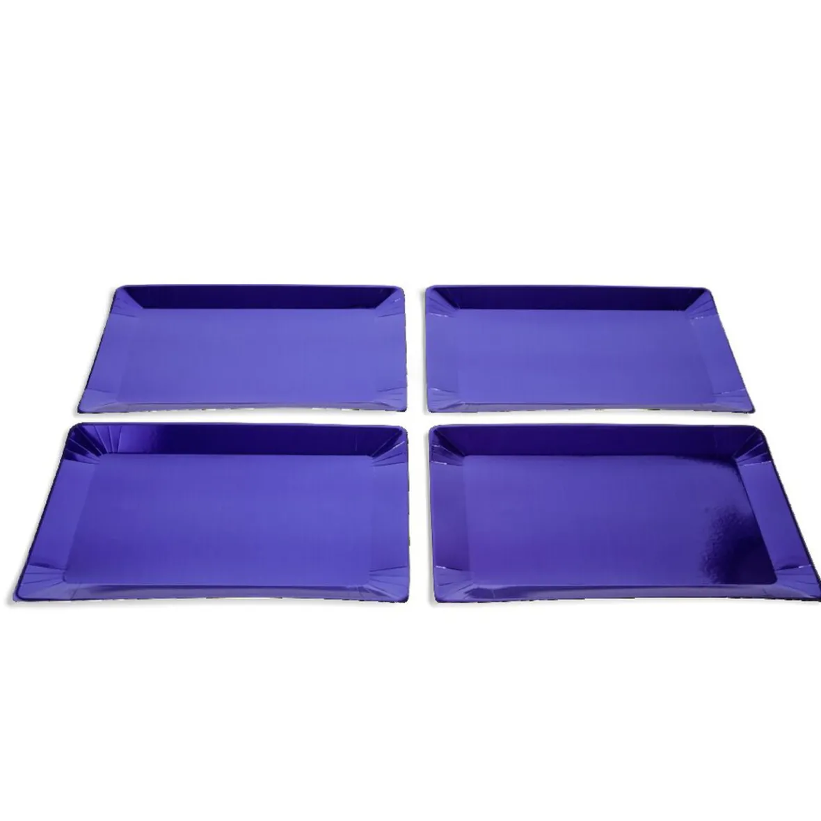 Plateaux de présentation rectangulaire x4 carton métallisé bleu 28x38cm-Gifi New