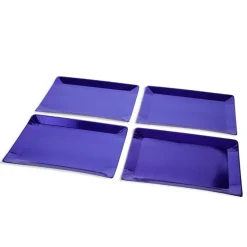 Plateaux de présentation rectangulaire x4 carton métallisé bleu 28x38cm-Gifi New
