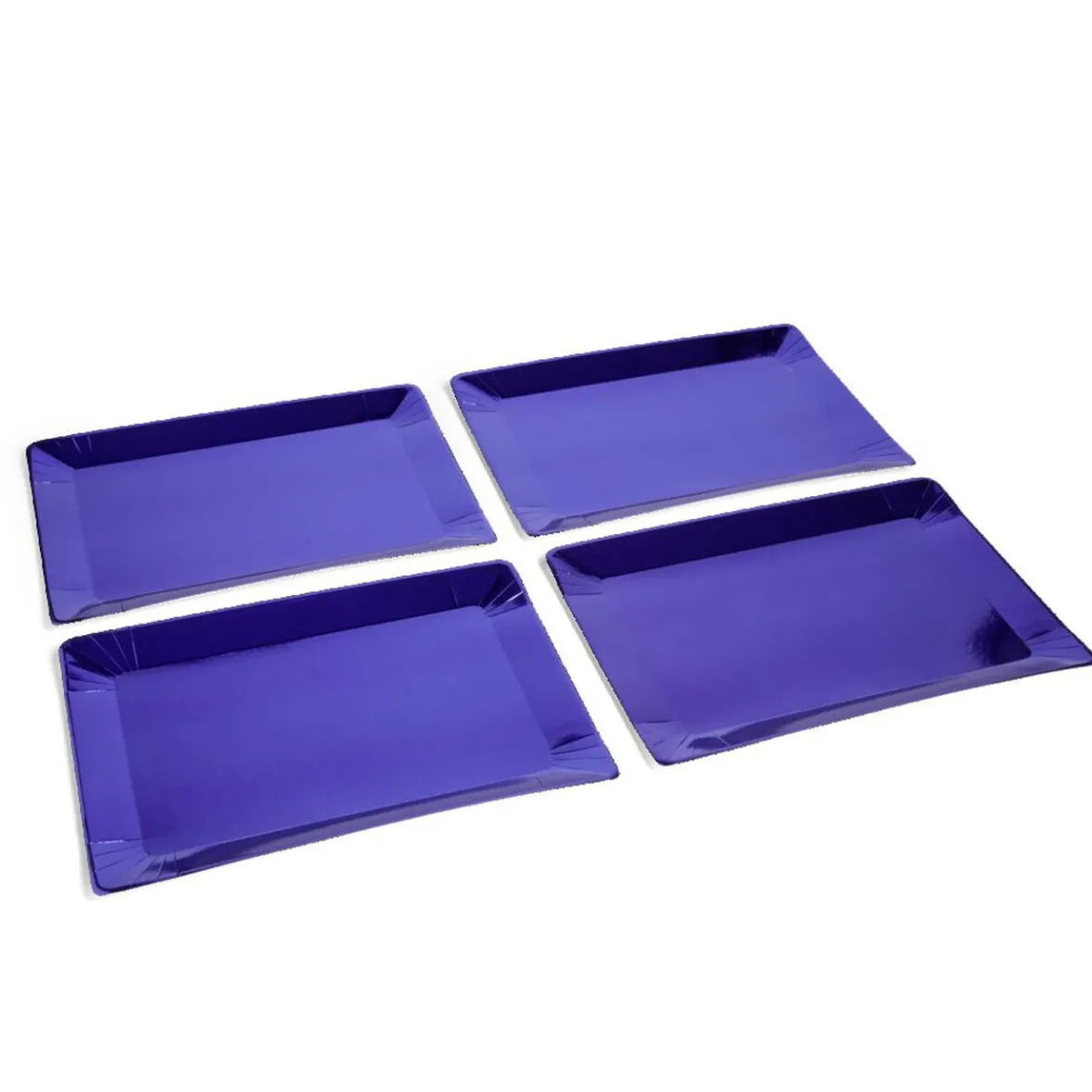Plateaux de présentation rectangulaire x4 carton métallisé bleu 28x38cm-Gifi New