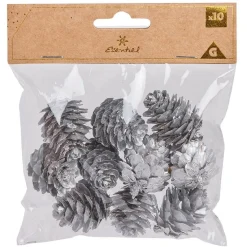 Pomme de pin à poser effet neige argentée x11-Gifi Outlet