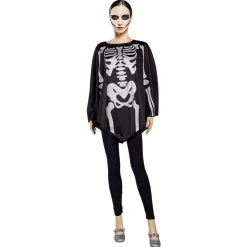Poncho adulte Halloween imprimé squelette pailleté TU-Gifi Best