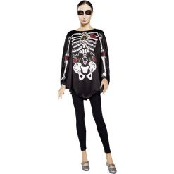 Poncho adulte Halloween squelette jour des morts calavera TU-Gifi Best