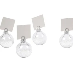 Porte nom forme boule de Noël en verre x4-Gifi Online