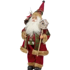 Père Noël à poser avec cabane à oiseaux et hotte rouge et blanc-Gifi Sale