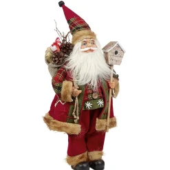 Père Noël à poser avec cabane à oiseaux et hotte rouge et blanc-Gifi Sale