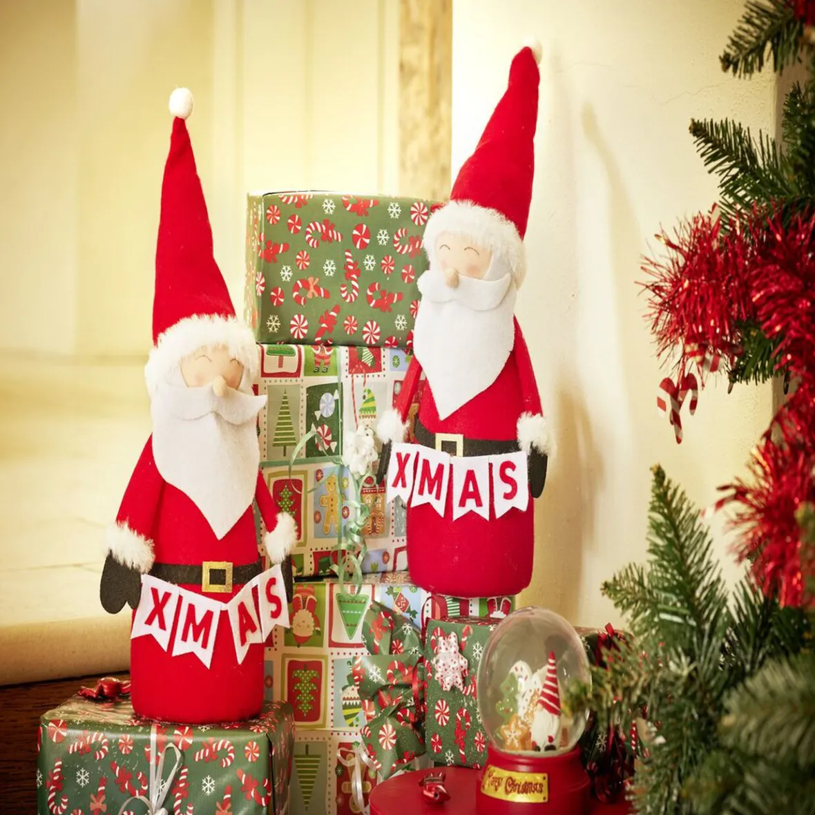 Père noël à poser en feutrine Ø14xH40cm-Gifi Clearance