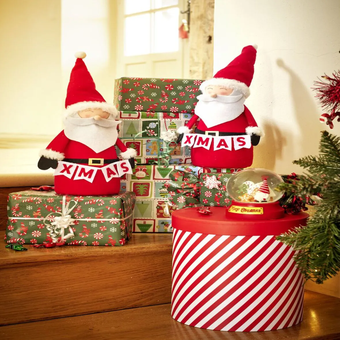 Père noël à poser en feutrine Ø14xH40cm-Gifi Clearance