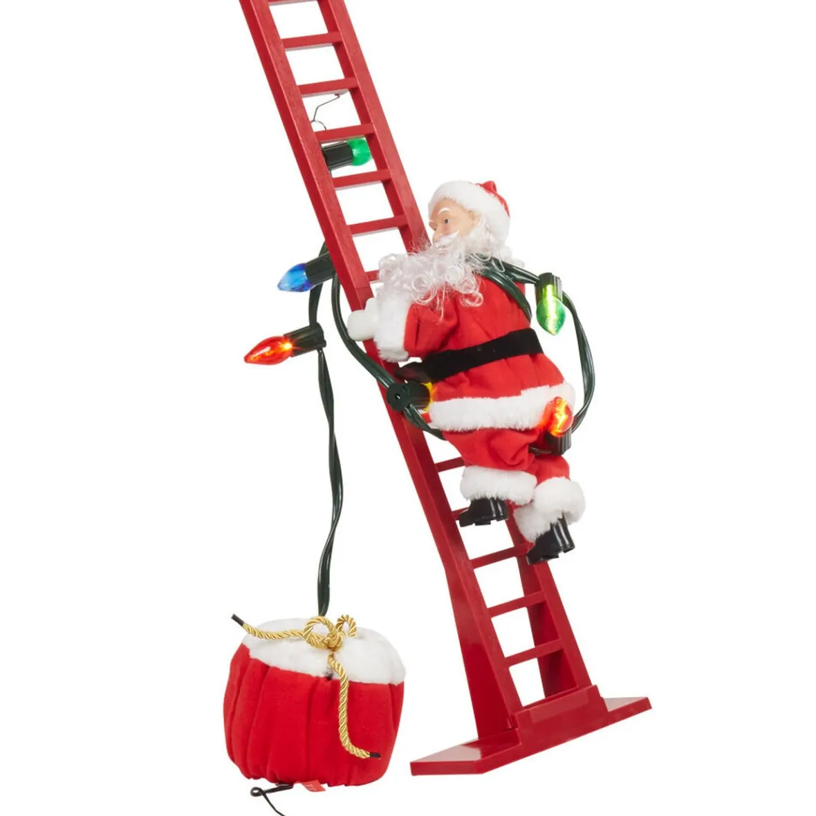 Père Noël animé et musical escaladant une échelle H. 110 cm-Gifi Clearance