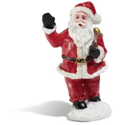Père Noël avec hotte rouge blanc noir en résine-Gifi Discount