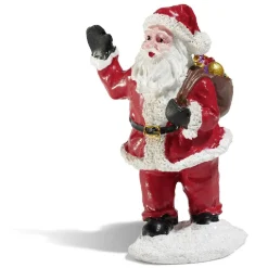 Père Noël avec hotte rouge blanc noir en résine-Gifi Discount