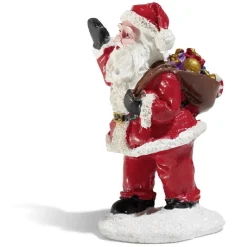 Père Noël avec hotte rouge blanc noir en résine-Gifi Discount