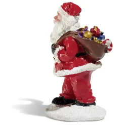 Père Noël avec hotte rouge blanc noir en résine-Gifi Discount