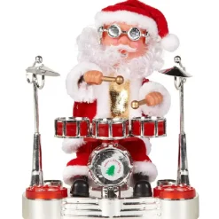 Père Noël jouant de la batterie musical-Gifi Outlet