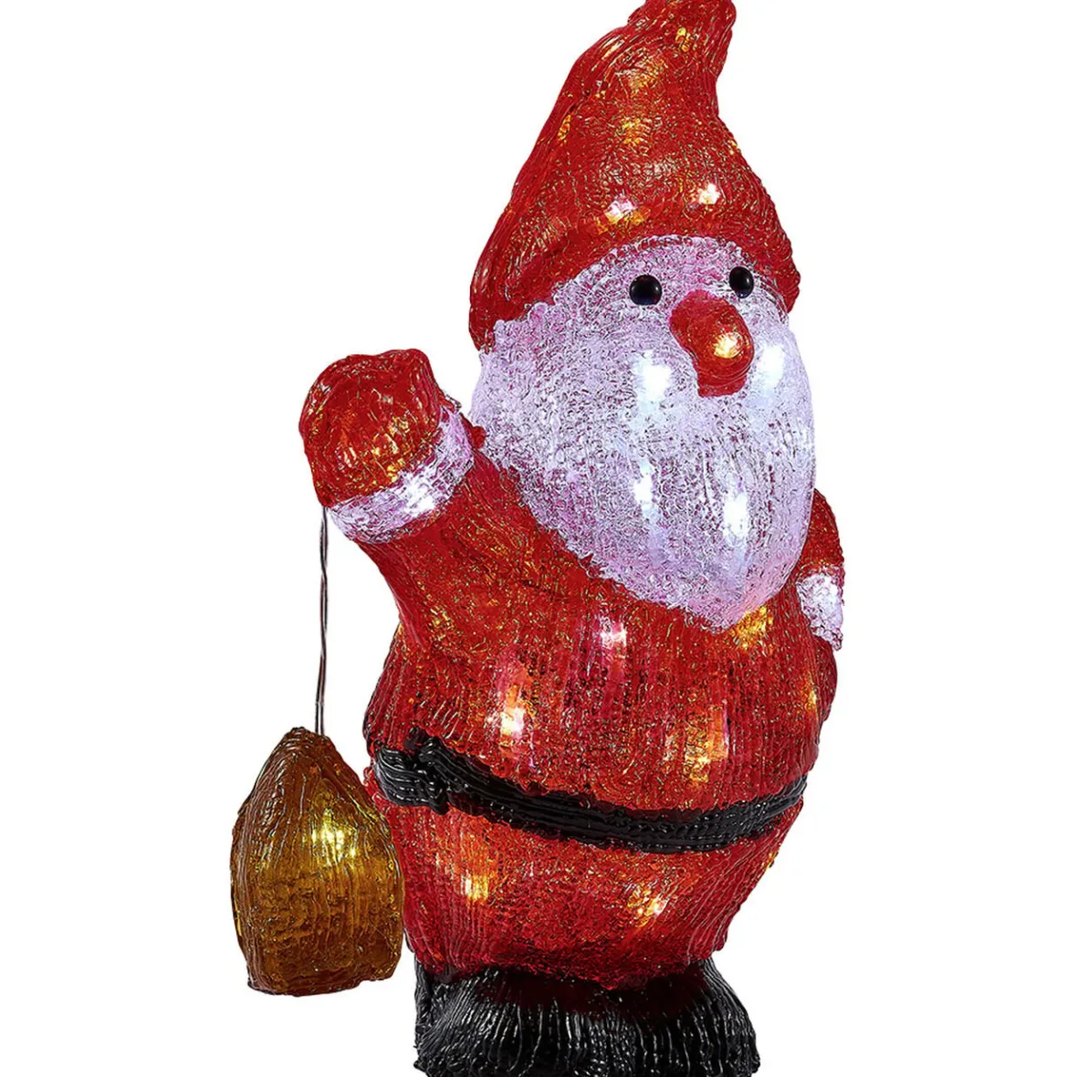 Père-Noël lumineux avec lanterne 35 LED rouge et blanc-Gifi Outlet