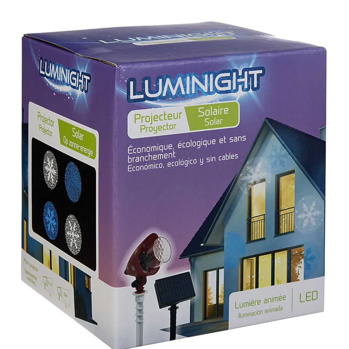 Projecteur Solaire motif flocon de neige LED Animé bleu blanc-Gifi Outlet