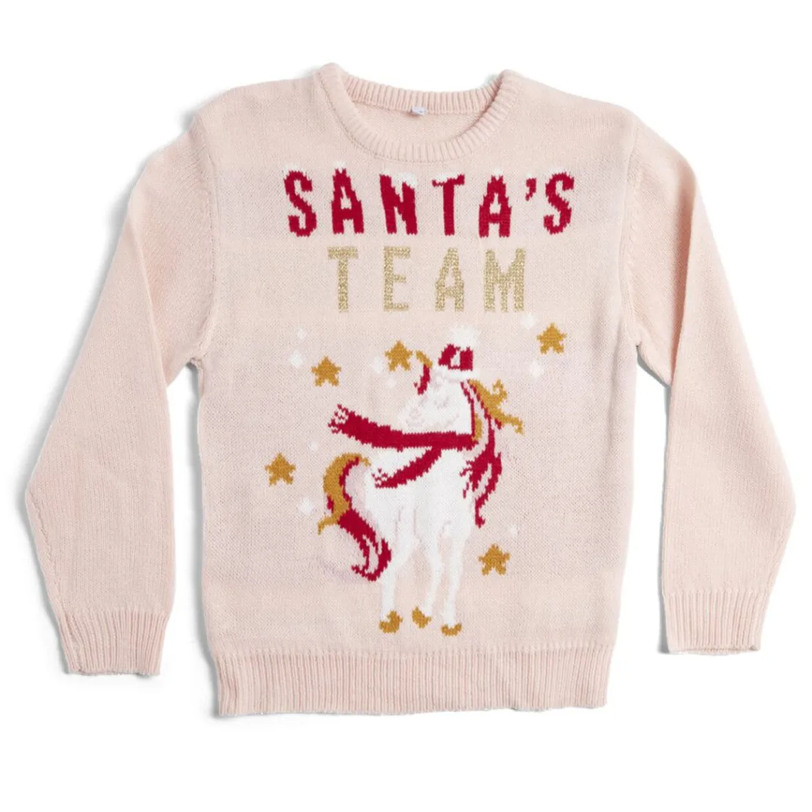 Pull de Noël enfant Santa's Team licorne rose-Gifi New