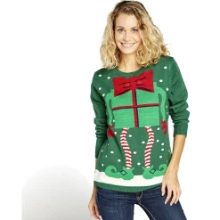 Pull noël lumineux adulte vert-Gifi Hot