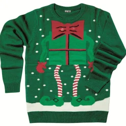Pull noël lumineux adulte vert-Gifi Hot