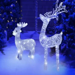 Renne de Noël lumineux 80 LED blanc froid H100cm-Gifi