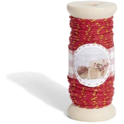 Rouleau fil coton rouge et doré 15m-Gifi Outlet