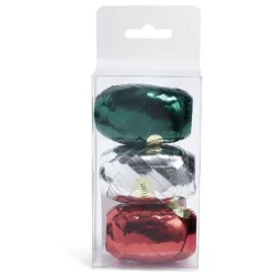 Ruban bolduc brillant rouge argenté vert x3-Gifi New