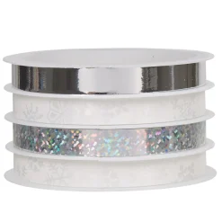 Ruban papier cadeau 5 m blanc argenté x4-Gifi