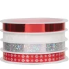 Ruban papier cadeau 5 m rouge blanc argenté x4-Gifi Outlet