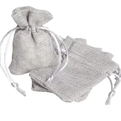 Sac à dragées en jute argenté x6-Gifi Hot