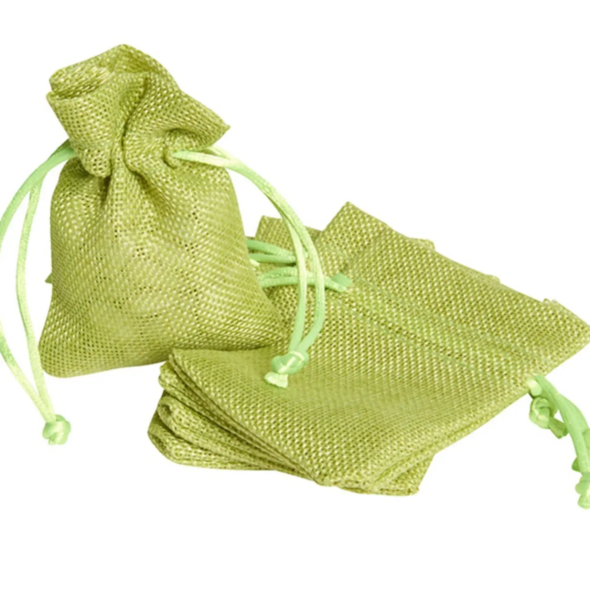 Sac à dragées en jute vert anis x6-Gifi Clearance