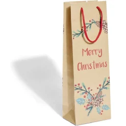 Sac bouteille Noël papier recyclé marron 12x8,5xH35cm - 3 modèles-Gifi Clearance