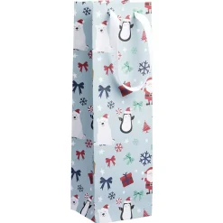 Sac cadeau à bouteille imprimé Noël-Gifi Outlet
