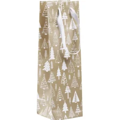 Sac cadeau à bouteille imprimé Noël doré-Gifi Outlet