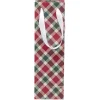 Sac cadeau bouteille rouge motif flocon ou tartan-Gifi