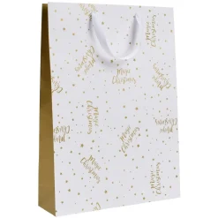 Sac cadeau de Noël doré taille L-Gifi Discount