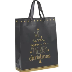 Sac cadeau de Noël noir et doré modèle moyen-Gifi Clearance