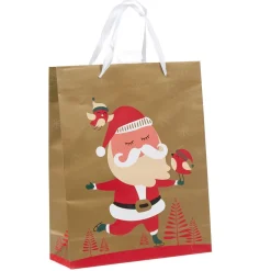 Sac cadeau doré motif Père Noël rouge blanc modèle moyen-Gifi New