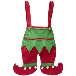 Sac cadeau en forme d'habit de lutin rouge et vert-Gifi Outlet