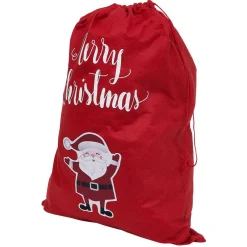 Sac cadeau hotte en feutrine rouge motif Noël-Gifi New