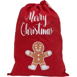Sac cadeau hotte en feutrine rouge motif Noël-Gifi New