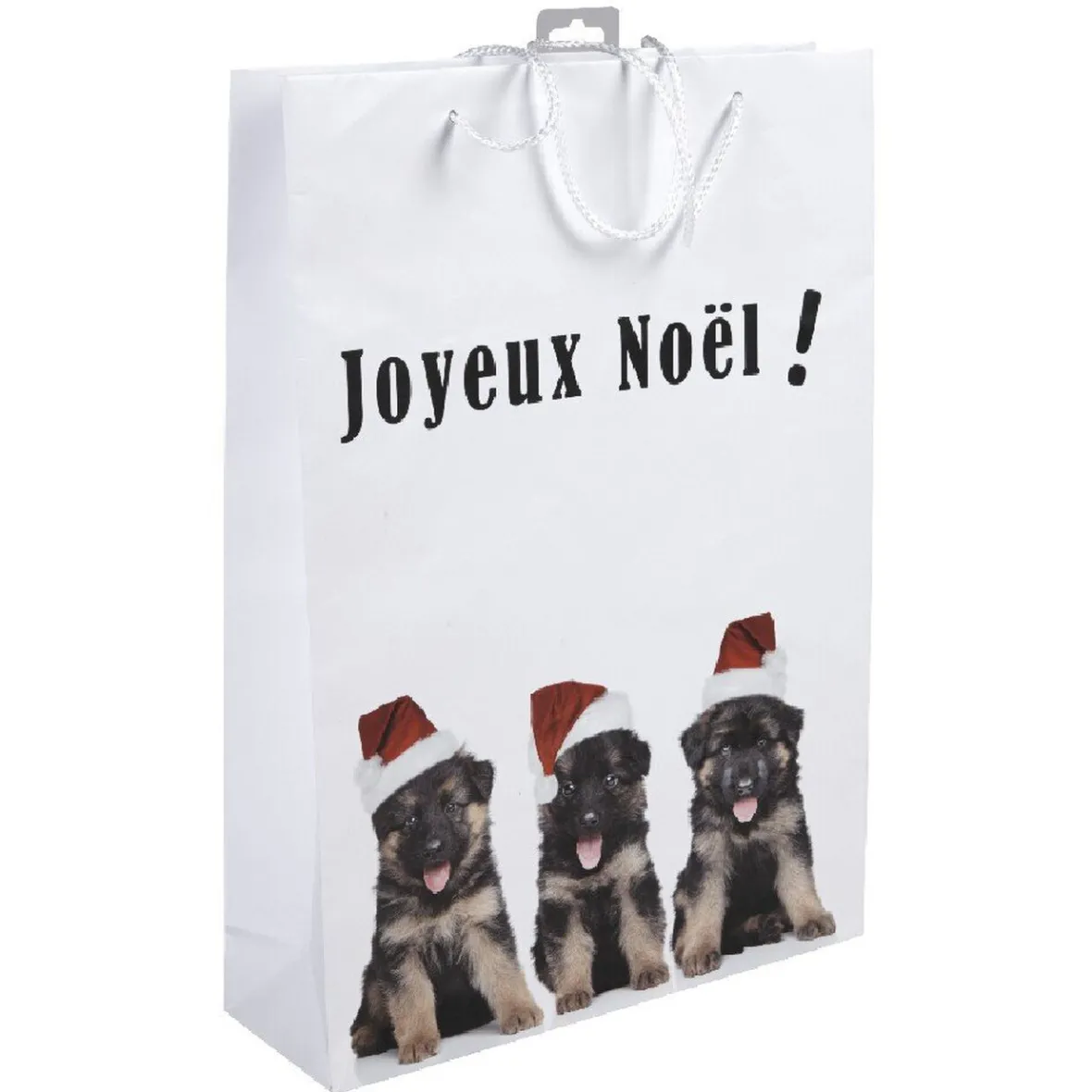 Sac cadeau Joyeux Noël motif chiots grand modèle-Gifi