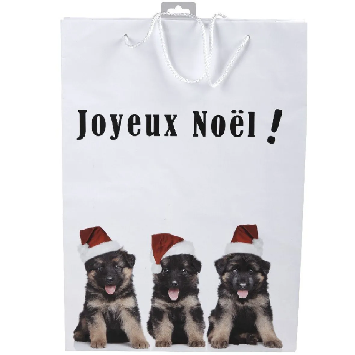 Sac cadeau Joyeux Noël motif chiots grand modèle-Gifi