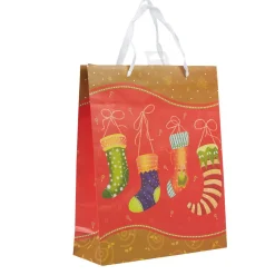 Sac cadeau motif chaussettes Noël modèle moyen-Gifi Hot