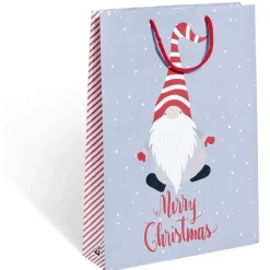 Sac cadeau motif gnome Père Noël ou biscuit pain d'épices - Taille L-Gifi Clearance