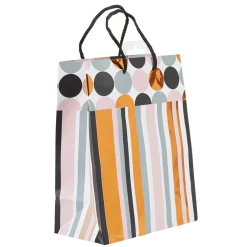 Sac cadeau motifs rayures et pois brillants petit modèle-Gifi